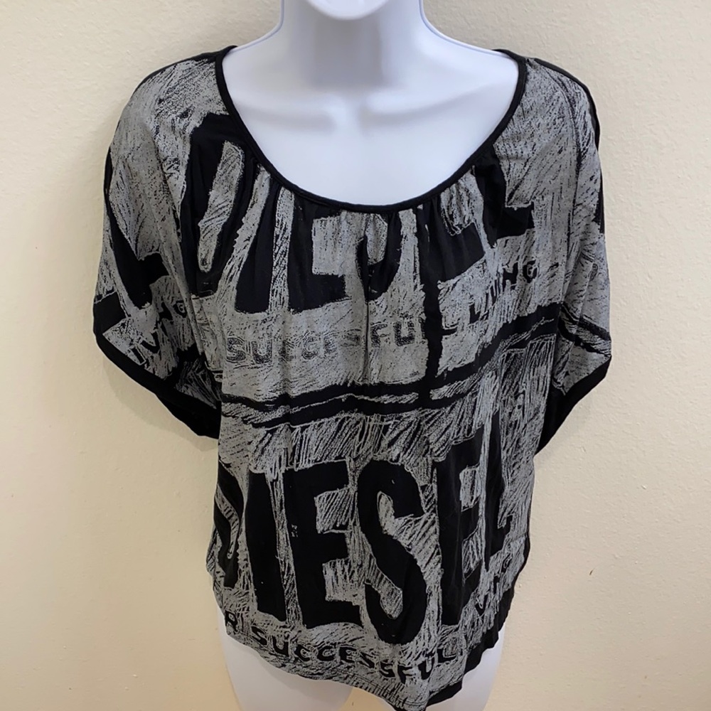 Diesel Black Gray Oversized Top